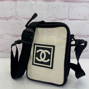 CHANEL Coco Mark Sport Line Mini Logo Bag White Black